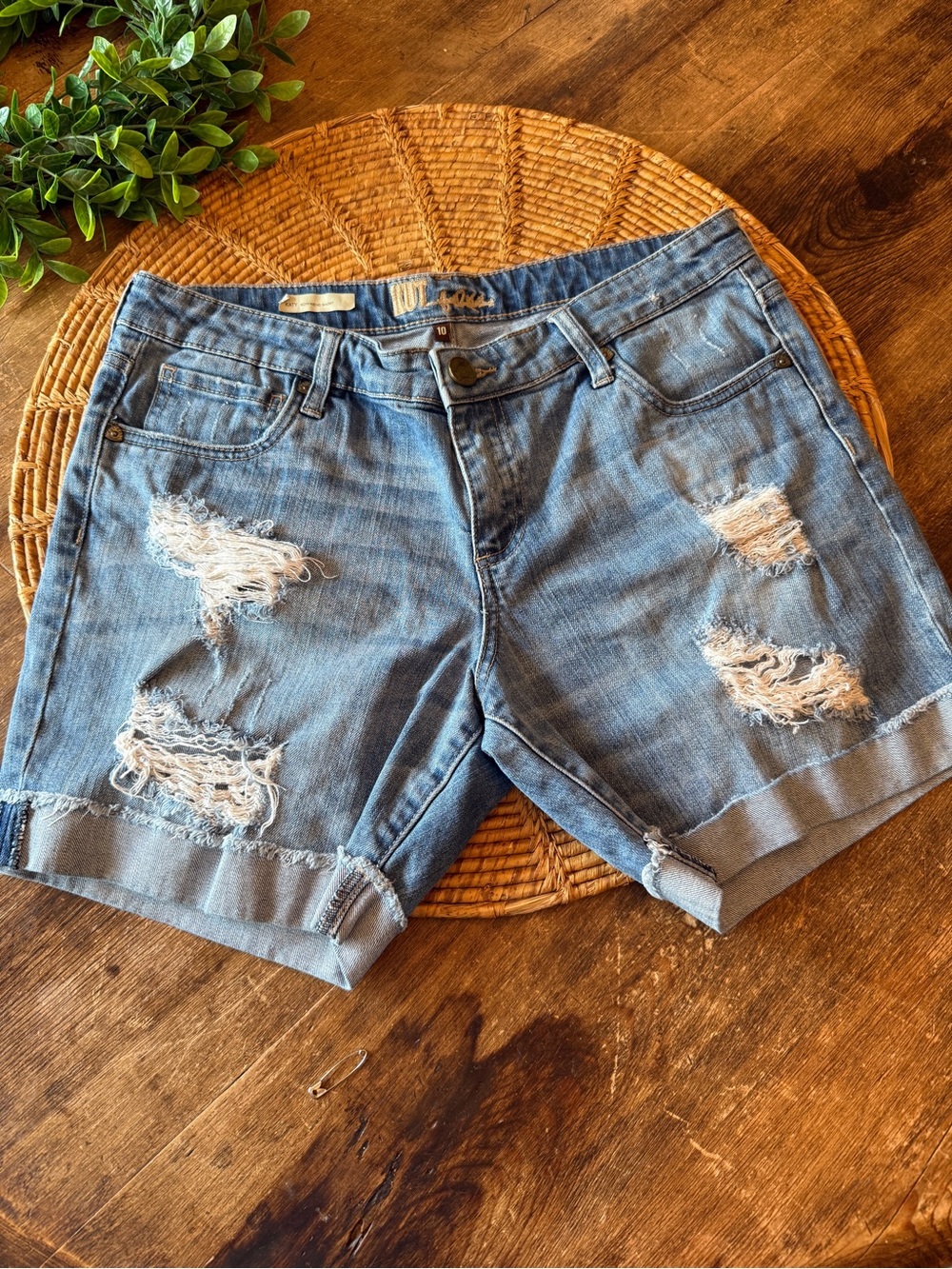 Kut Distressed Light Blue Denim Shorts - Women